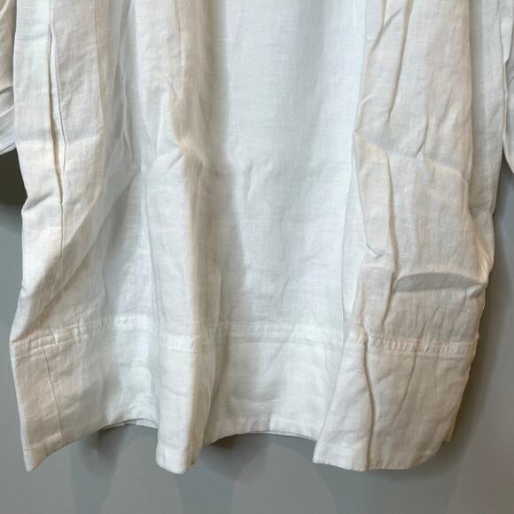 J.Crew Gathered Popover Dress Mini Linen Long Sleeve Beach Holiday CJ500 White M - Picture 7 of 16